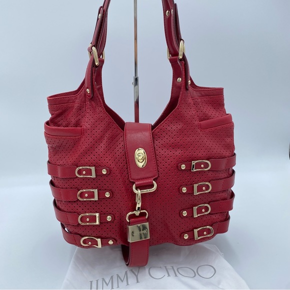 Jimmy Choo Handbags - 418. Jimmy Choo Red Leather Bree Shoulder Bag